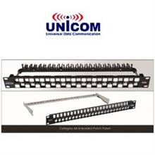 پچ پنل 24 پورت یونی کام  CAT-6A Unicom 24 Port Patch Panel with CAT-6A Without keystone jack Unloaded